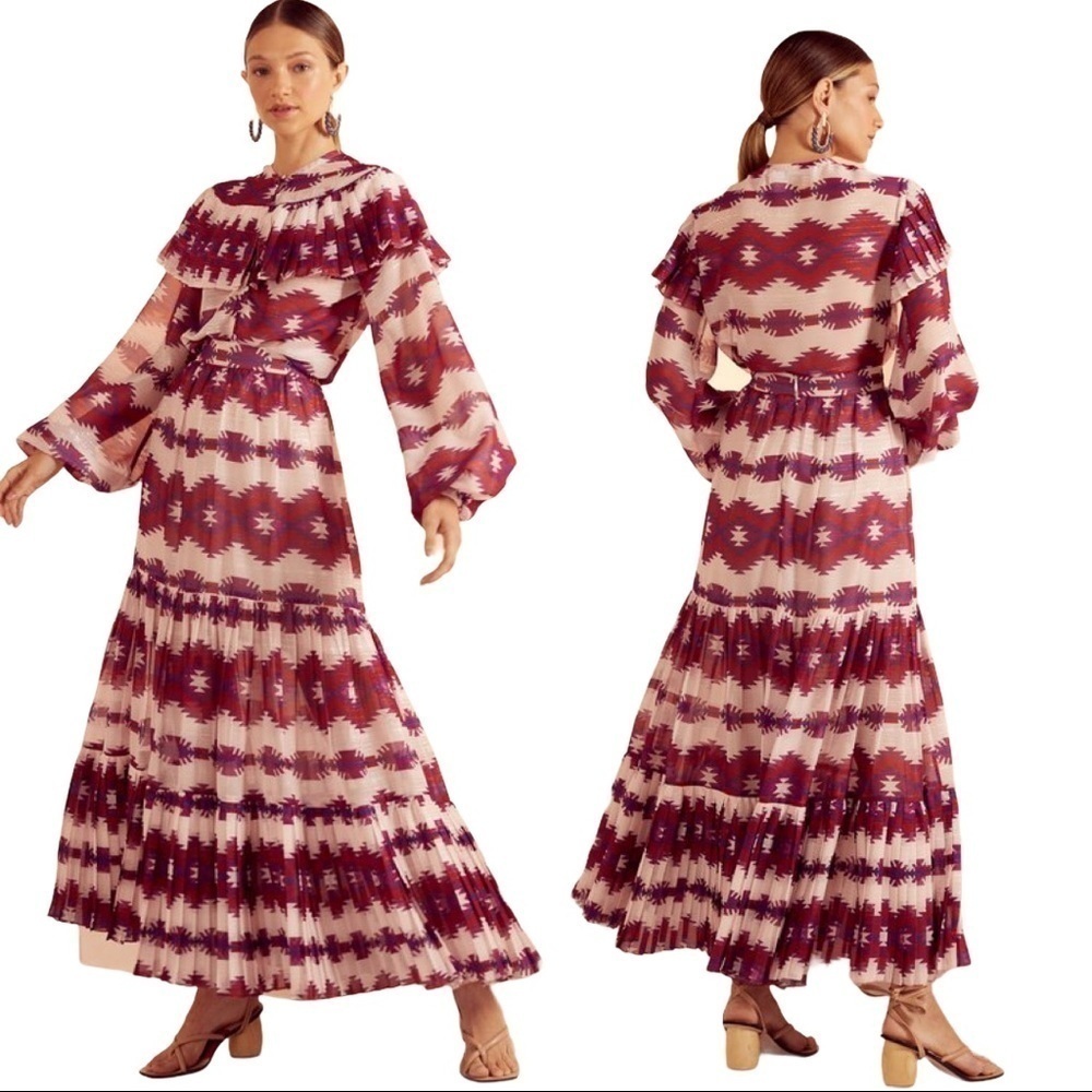 Skazi NWT Pleated Tribal Print Pleated Skirt Large